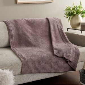 Barefoot Dreams Cozy Chic 54x72 Stacked Ribbed Border Throw in Driftwood
